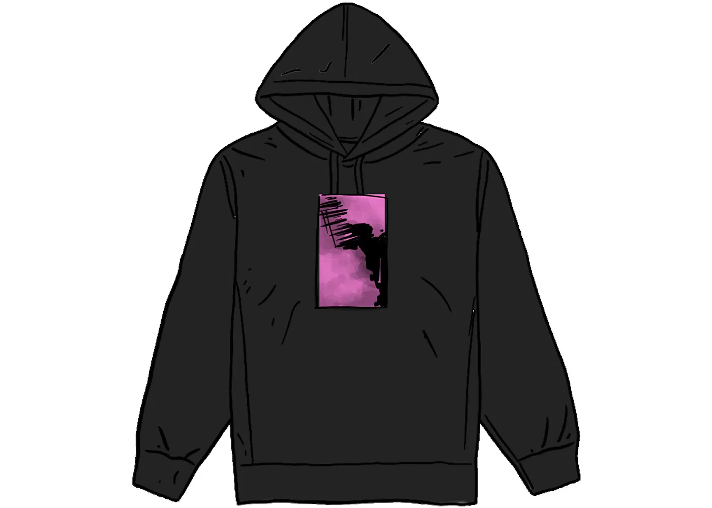 Мужской худи с капюшоном с принтом Hooded Sweatshirt Supreme, Black