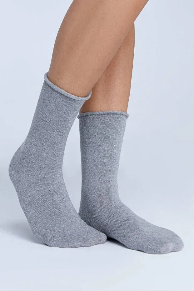 Детские носки хлопковые Gots Certified Organic Cotton Elastic-Free Unisex Socks Albero Natur, Gray Melange — фото 3