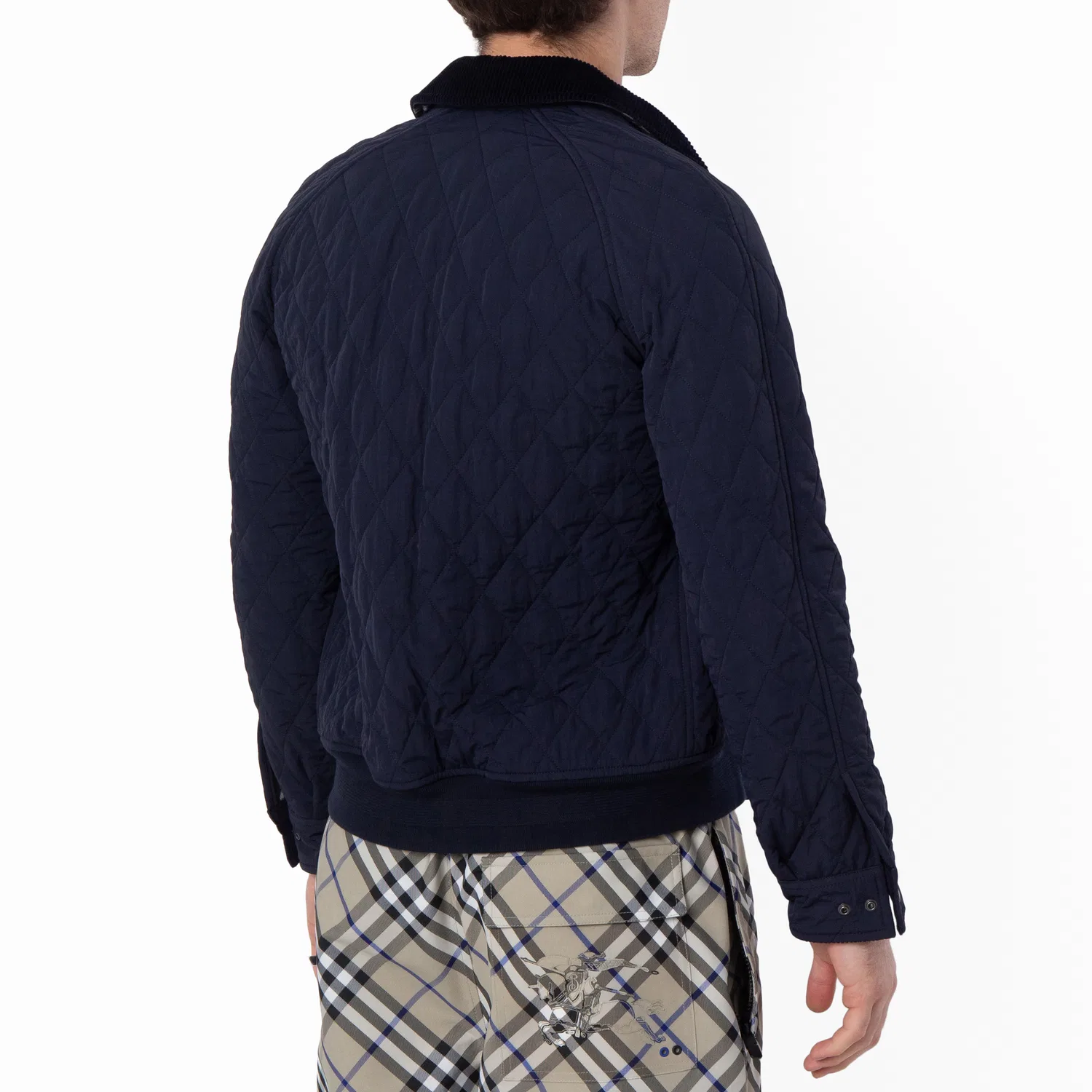 Куртка утепленная стеганая с вышитым логотипом Logo-Embroidered Quilted Jacket Burberry, Nvy/Chrcl Mel Ip Chk — фото 3