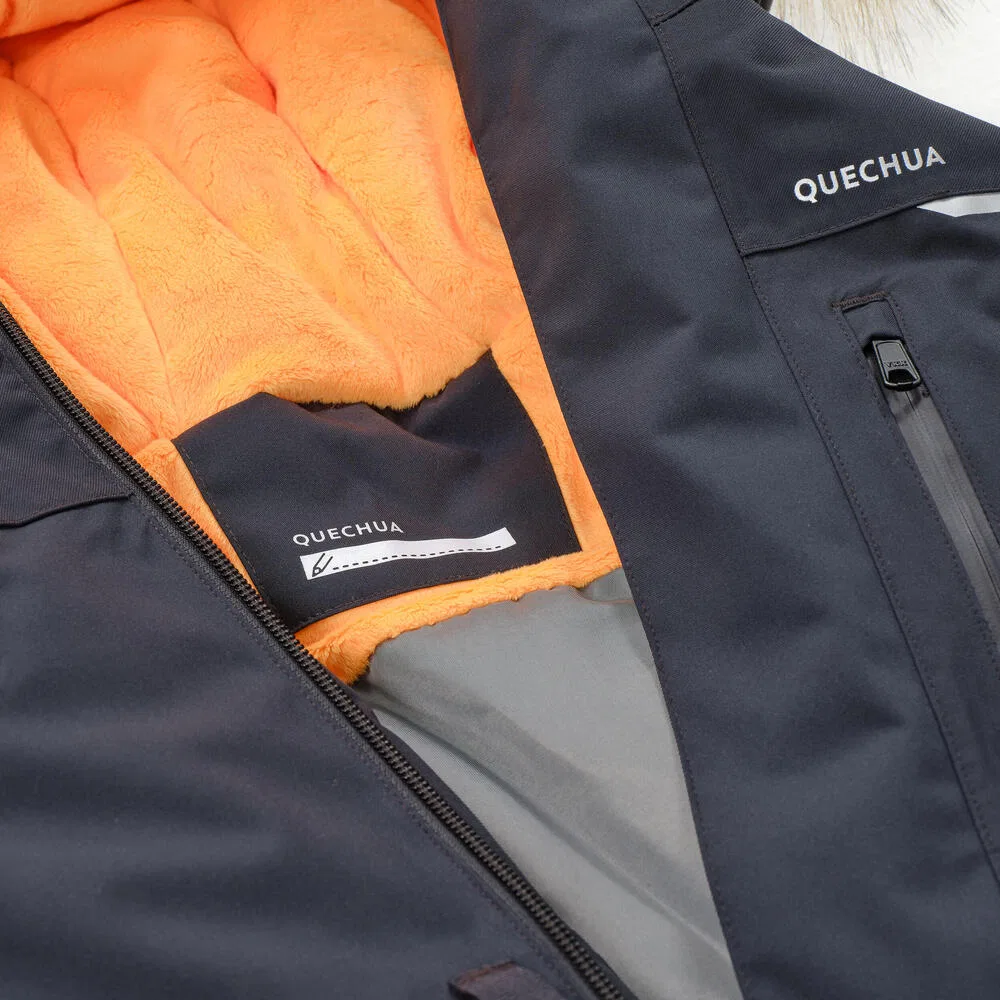 Детская куртка-парка с капюшоном DECATHLON, Graphite Gray/Fluorescent Light Orange — фото 4