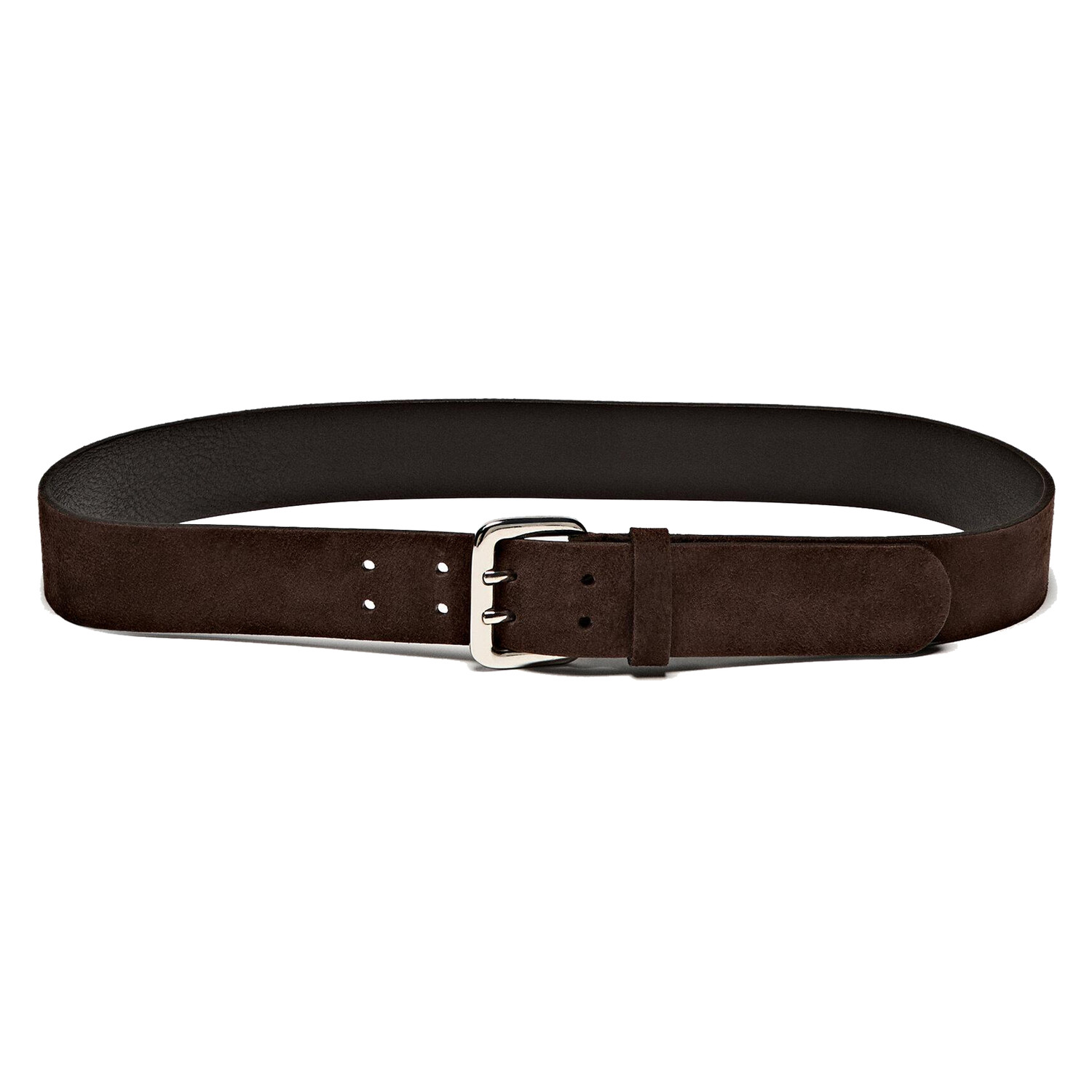

Ремень из нубуковой кожи с двойной пряжкой Massimo Dutti, коричневый
