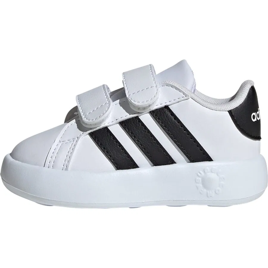 Детские спортивные кроссовки с ремешками на липучке Grand Court 2.0 adidas, Бело-черный — фото 3