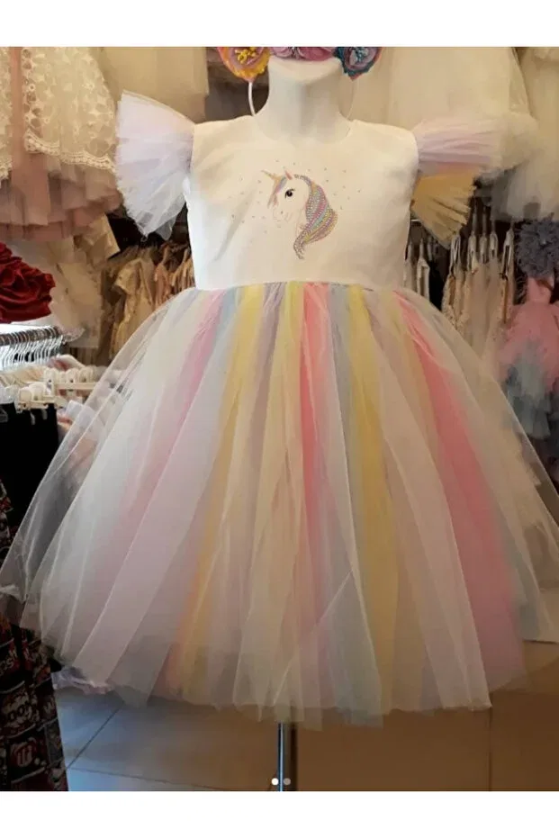 Детское платье для девочек с принтом tutu dress Gülşah, White