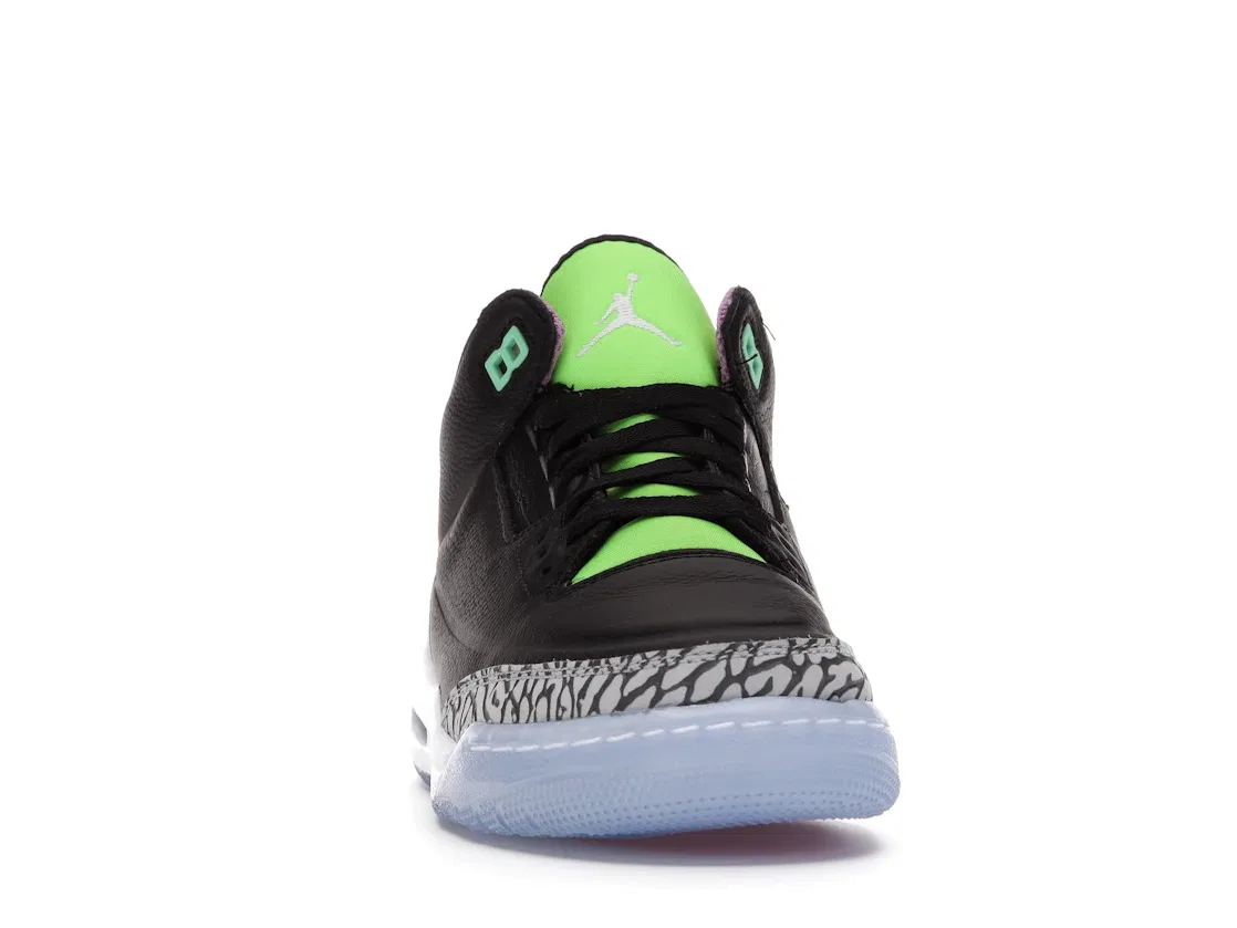 Детские кроссовки с принтом Jordan 3 Retro Jordan, Black/White-Electric Green-Violet Shock-Green Glow — фото 2