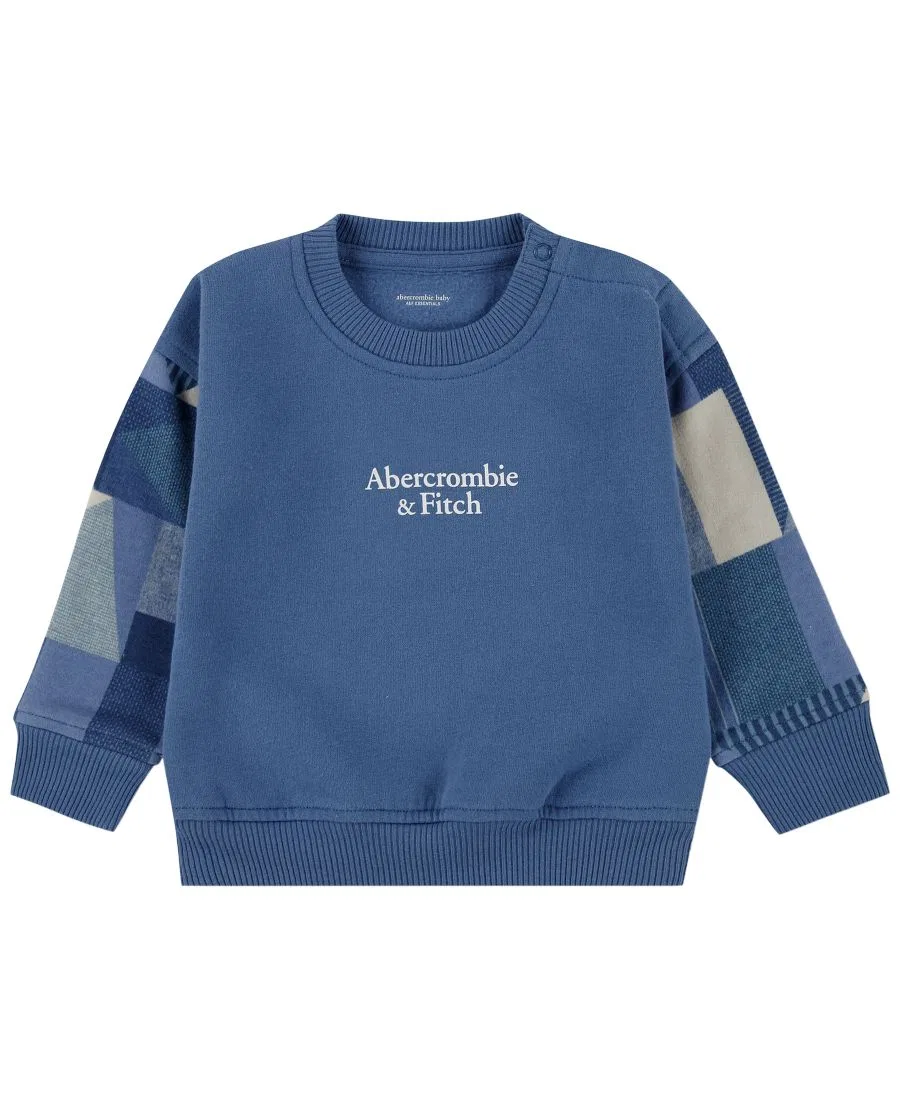 Детский свитшот с длинным рукавом и пэчворком abercrombie kids, Moonlight Blue