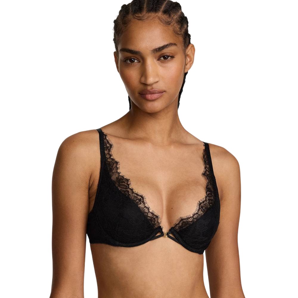 Бюстгальтер Victoria's Secret Very Sexy Rose Lace Lightly Lined Plunge, черный