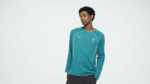 Мужская футболка с длинным рукавом и вставками из сетки Teamgeist 26 Adidas Originals, бирюзовый — фото 2