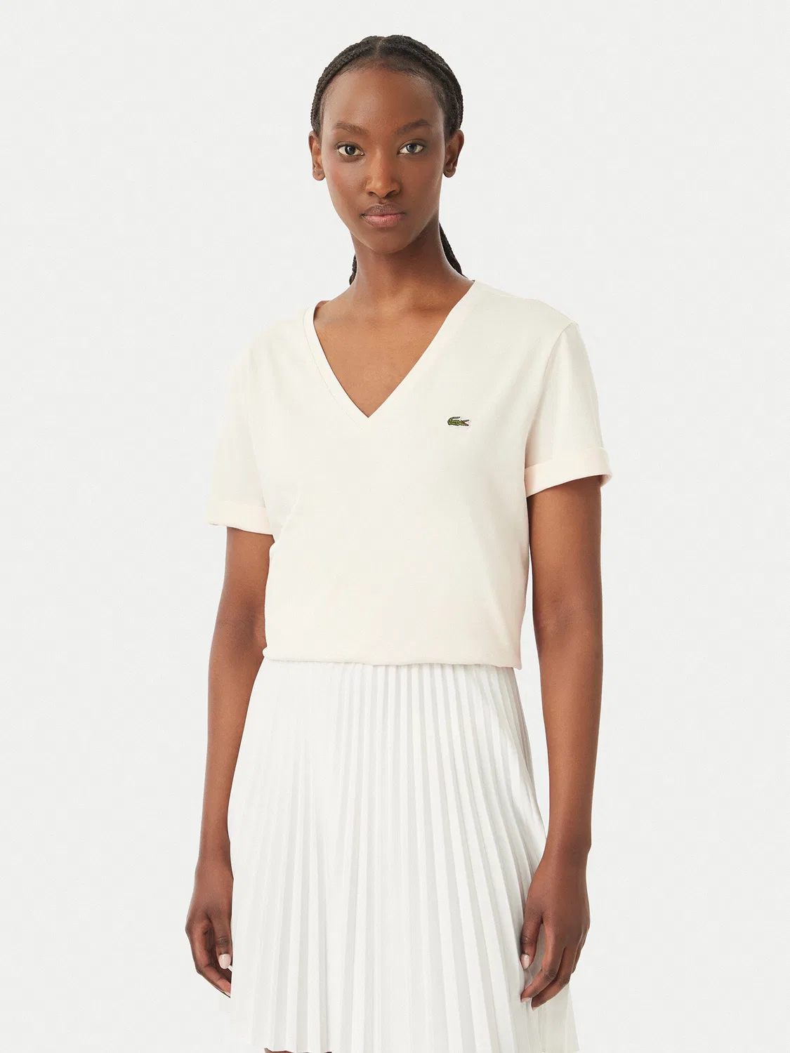 Женская футболка стандартного кроя Lacoste, кремовый