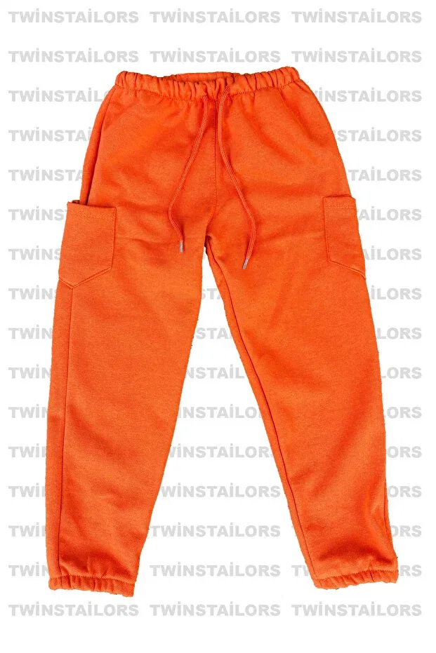 Детские спортивные штаны для девочек с начесом Basics Twins Tailors, Orange — фото 2