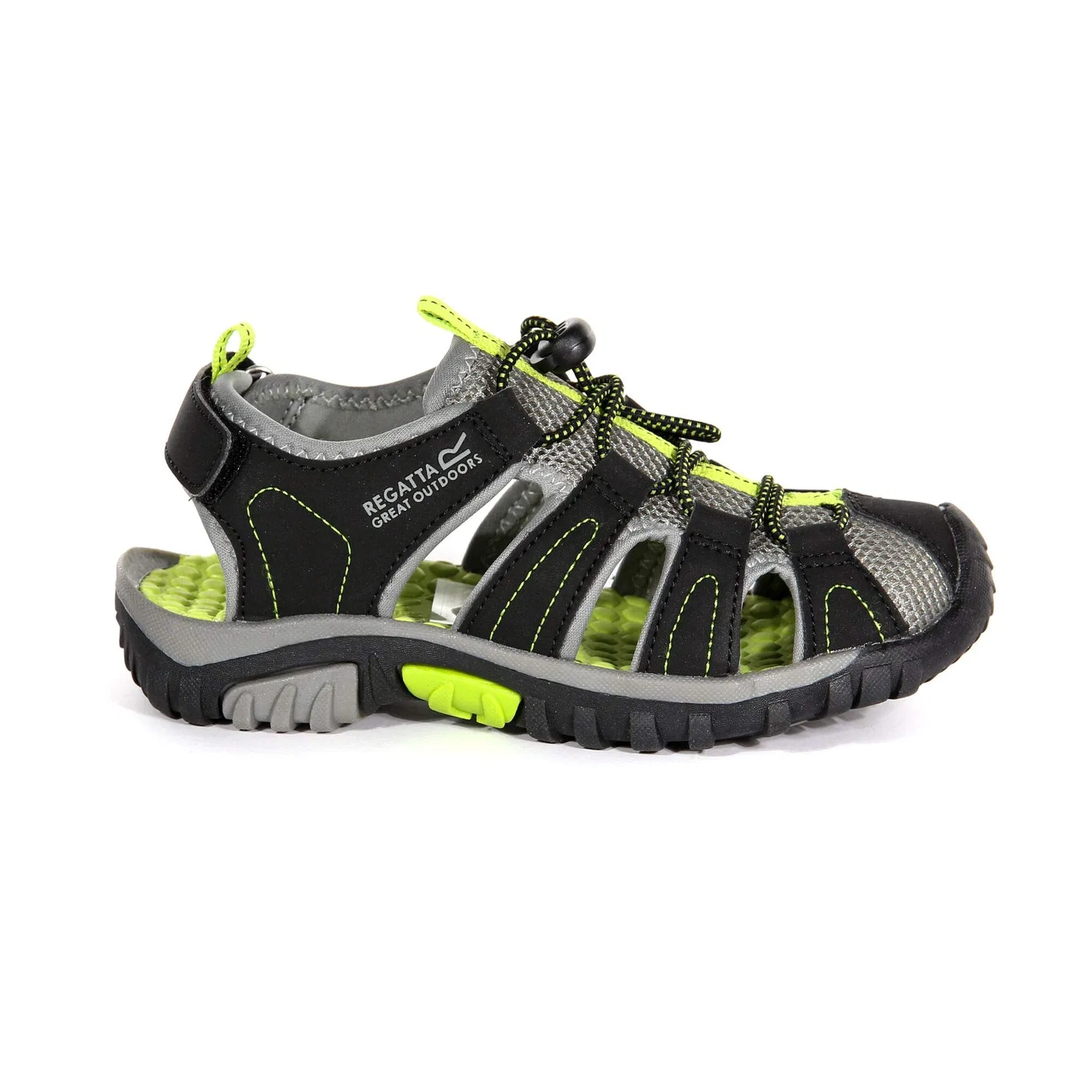 Детские сандалии с защитой пальцев Regatta Westshore Junior Sandal, Blk Limegrn — фото 2