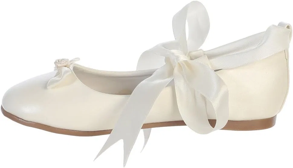 Детские балетки с атласной лентой Ballerina Style Flats iGirlDress, Ivory — фото 3