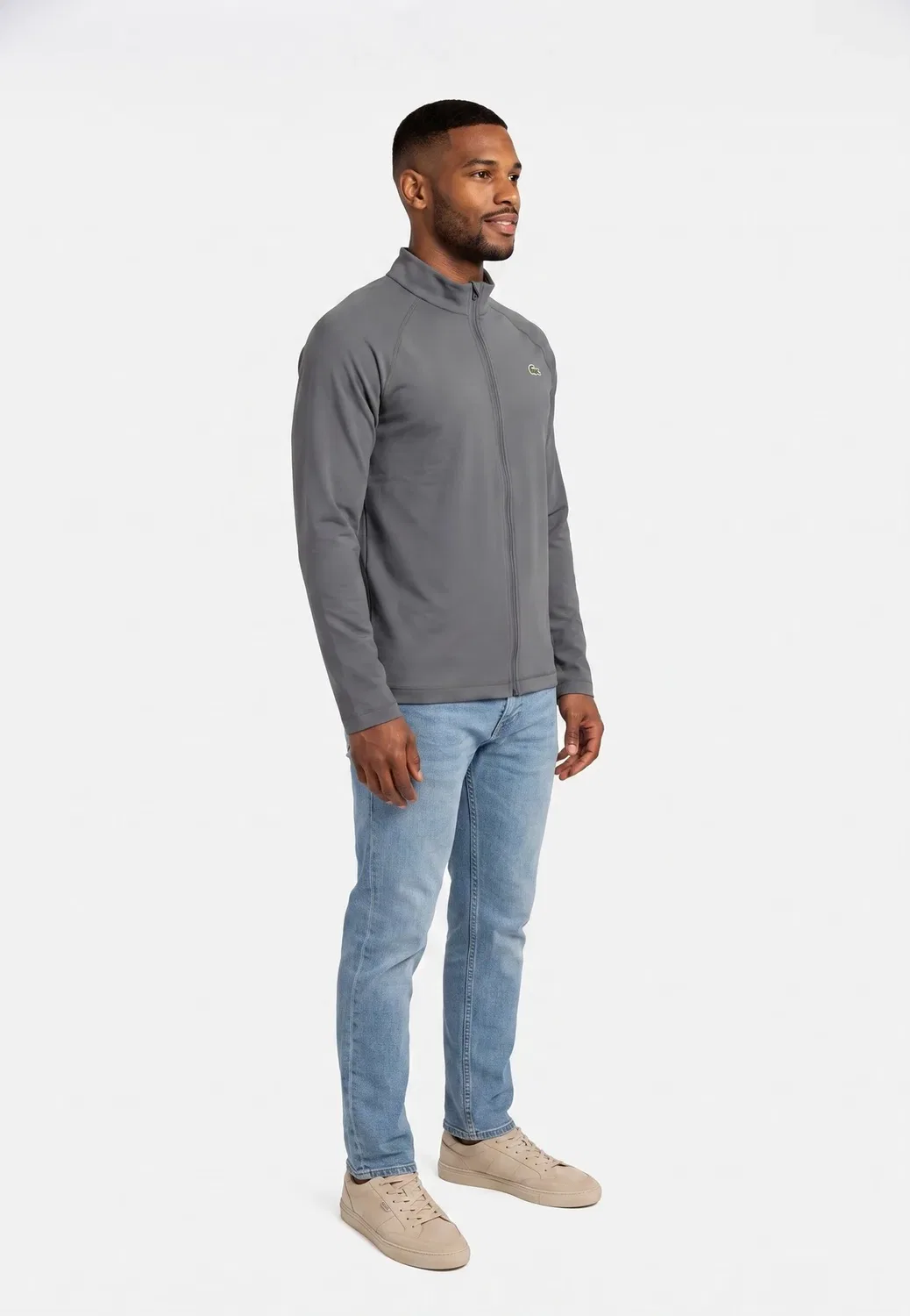 Sh6632 - толстовка на молнии Lacoste, Gris — фото 4
