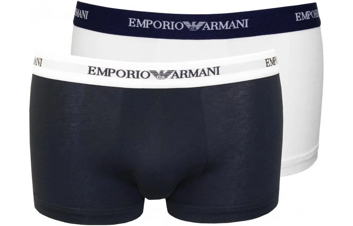 Мужские боксеры из хлопка, комплект из 2 штук, EMPORIO ARMANI, White and Dark Blue