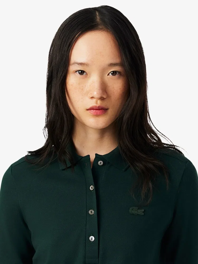 Рубашка поло LACOSTE YZP, Slim Fit, длинный рукав, белая — фото 2