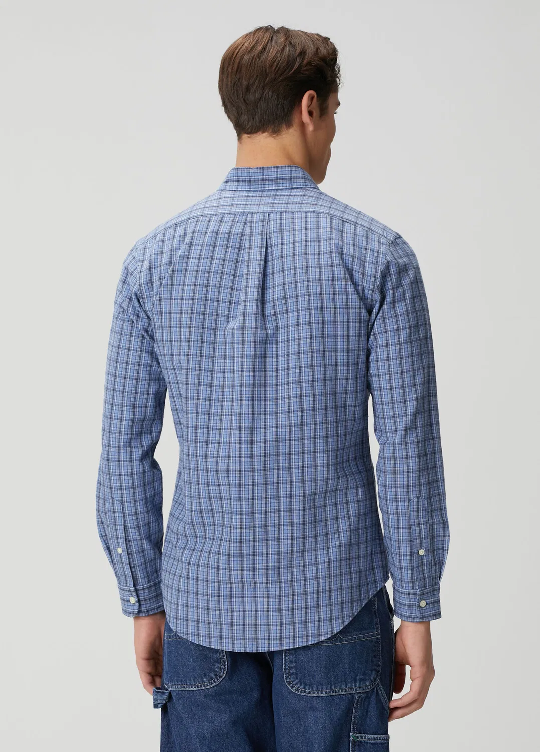 Рубашка Polo Ralph Lauren Custom Fit, синяя в клетку — фото 4