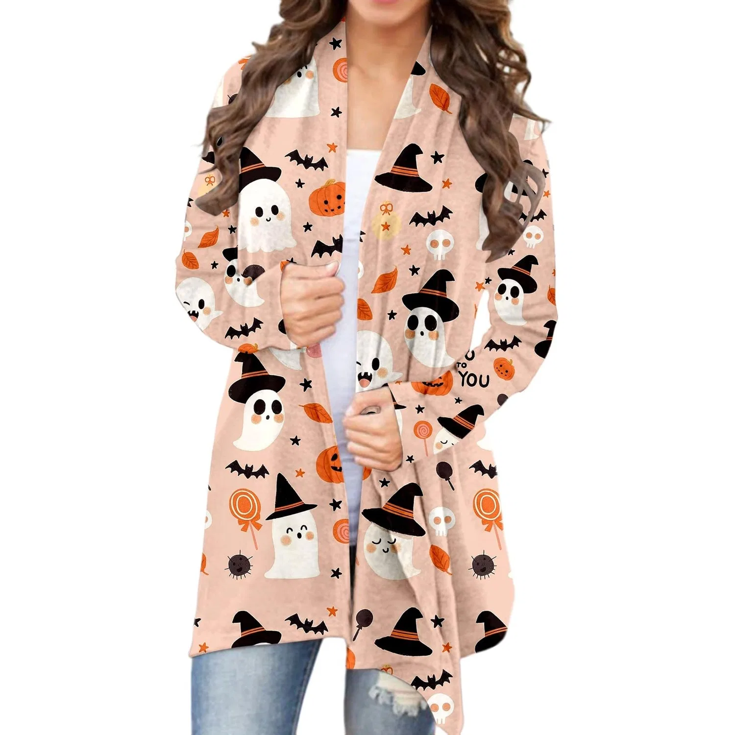 Женский кардиган с длинным рукавом Halloween Cardigan, Beige-w