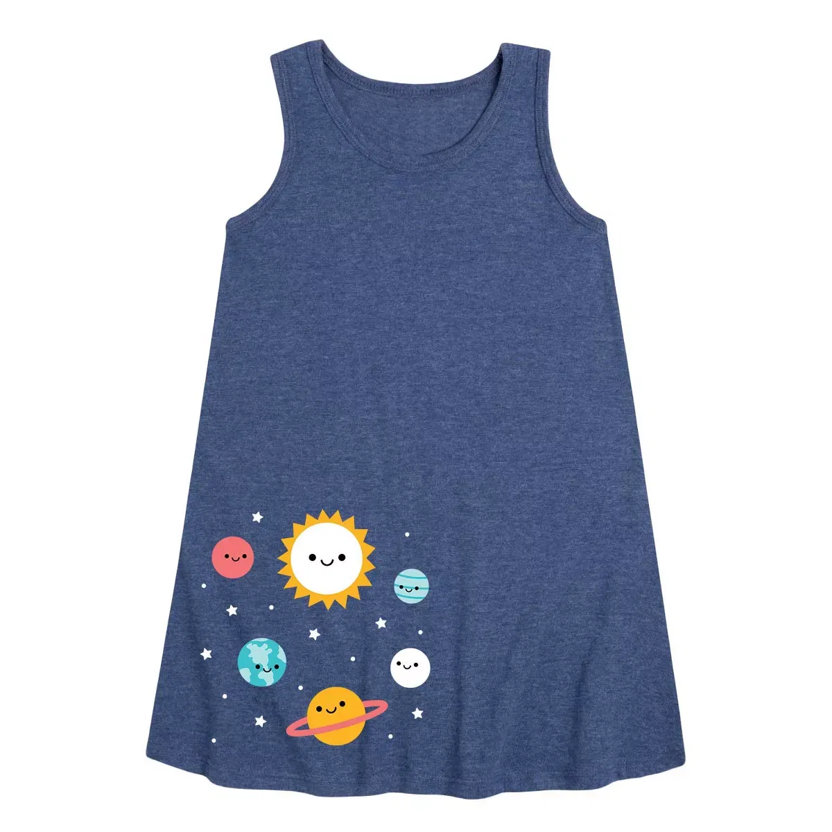 Детское платье-трапеция без рукавов Planets Instant Message, Heather Navy