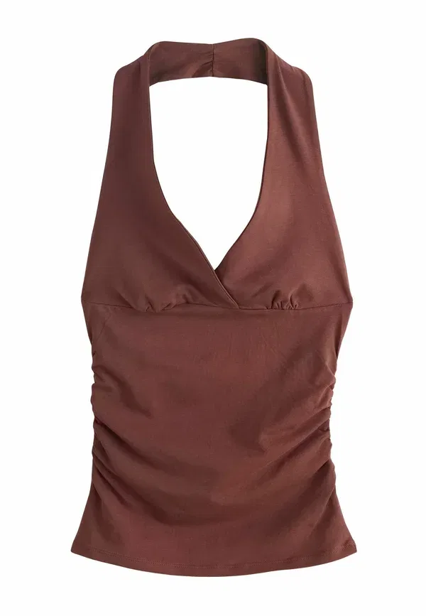Топ с V-образным вырезом Regular fit Next, chocolate brown, коричневый/шоколадный