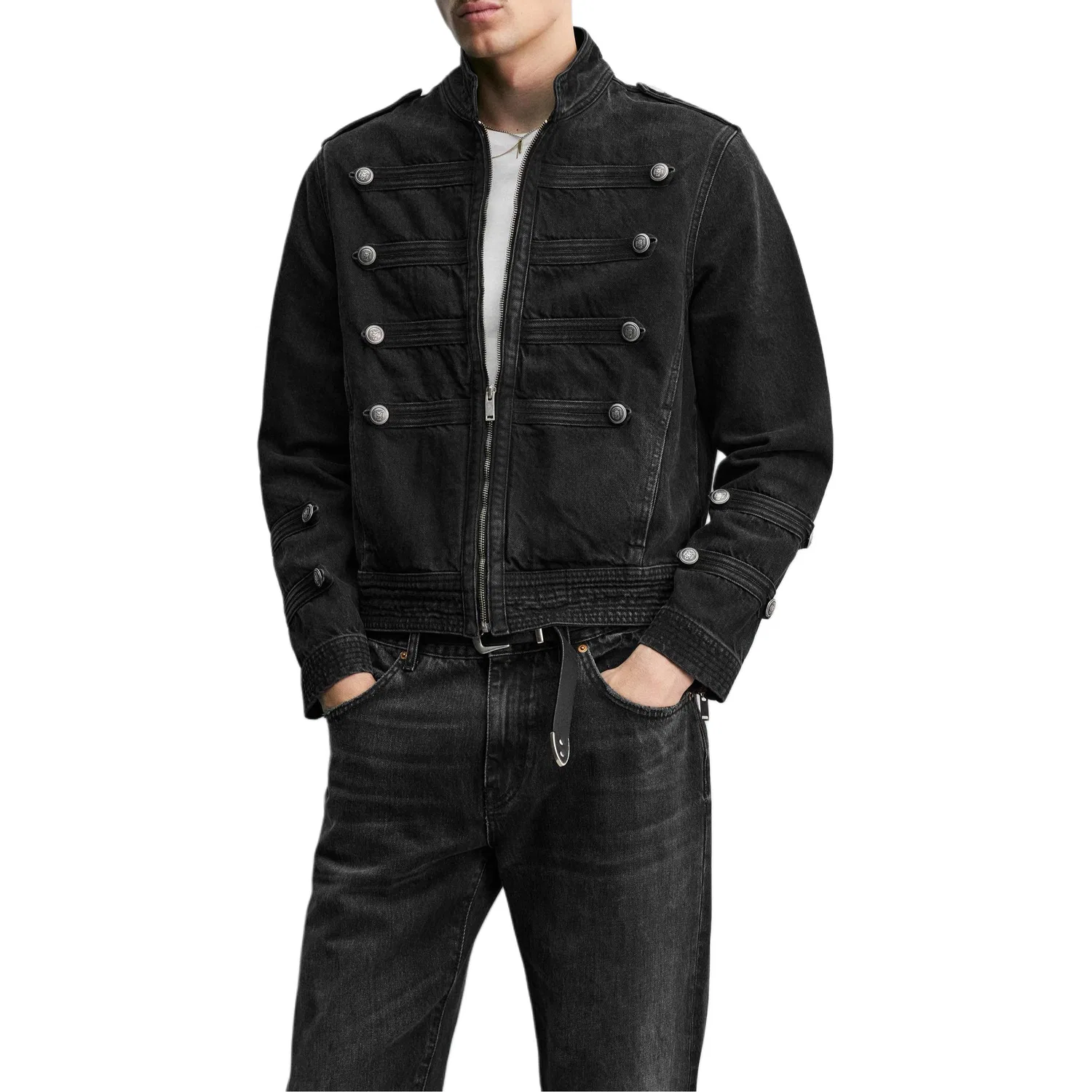 Мужская джинсовая куртка прямого кроя Carbon ZARA, Carbon — фото 4
