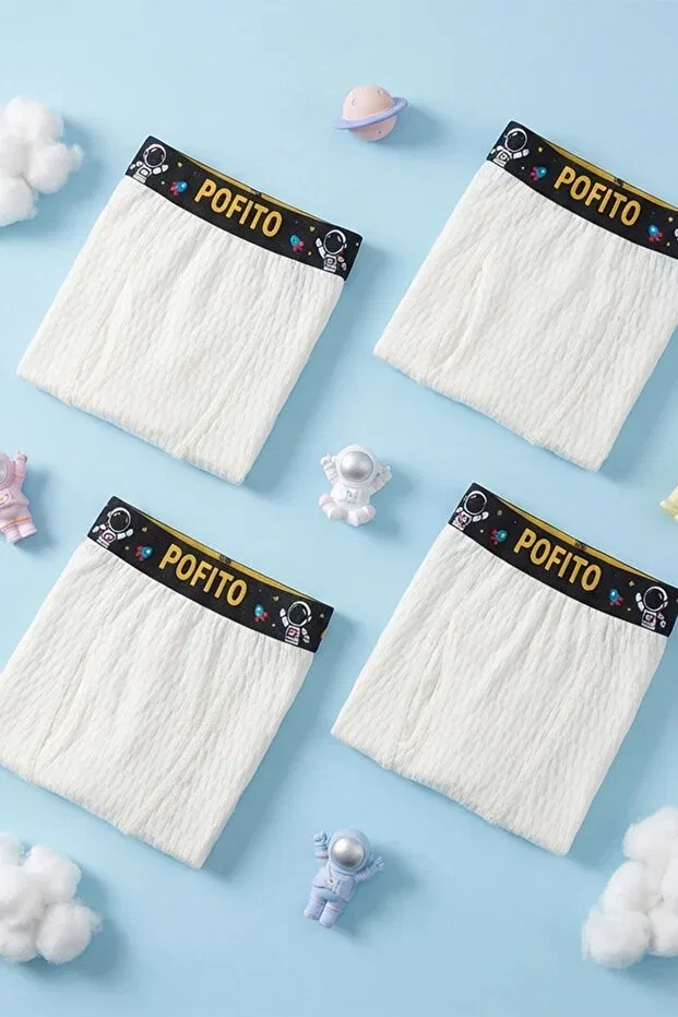 Детские боксеры для мальчиков хлопковые комплект 4 шт Pofito, White