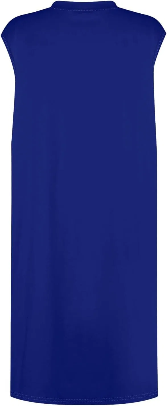 Женское летнее платье с цветочным принтом Crew Neck Sleeveless, Navy — фото 4