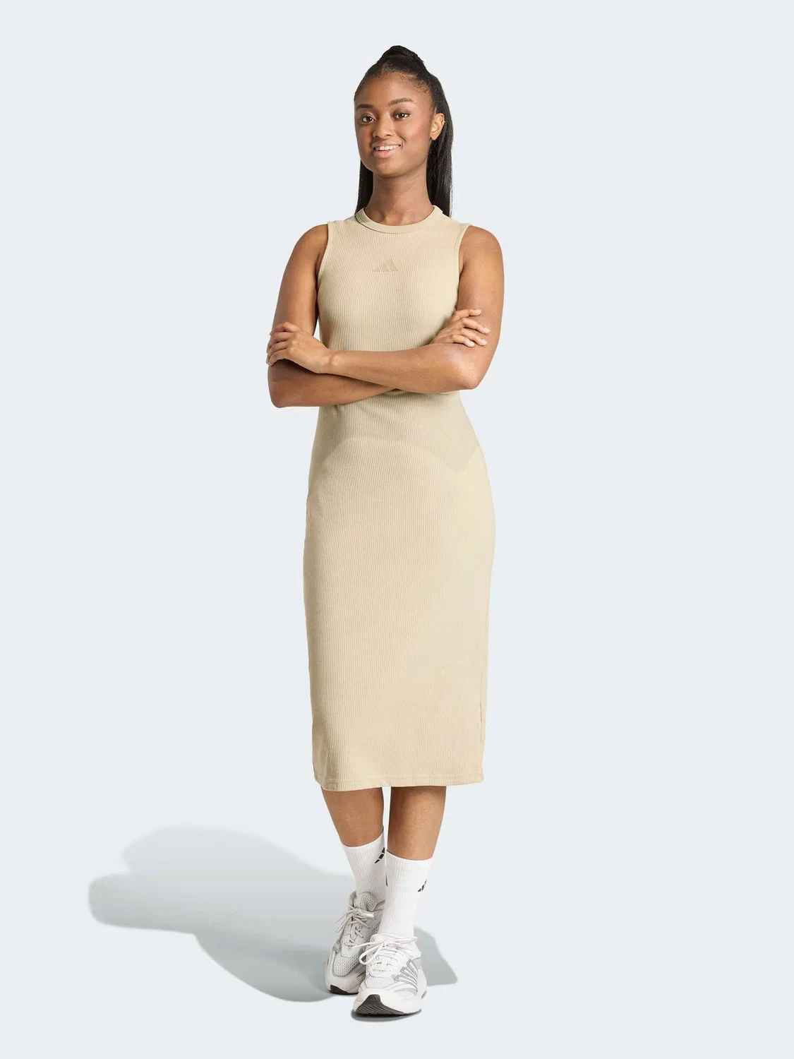 Платье ребристое All SZN adidas, коричневый