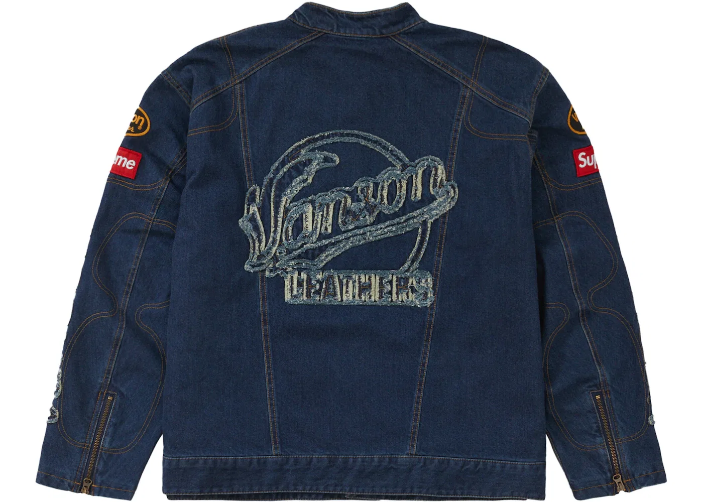 Мужская джинсовая куртка с принтом Supreme Vanson Leathers Cordura, Blue — фото 3