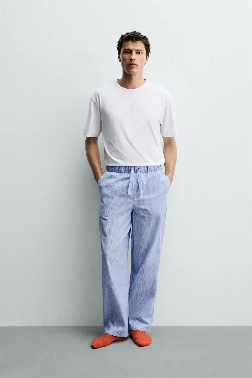 Пижамный комплект с полосатыми брюками ZARA, Sky Blue