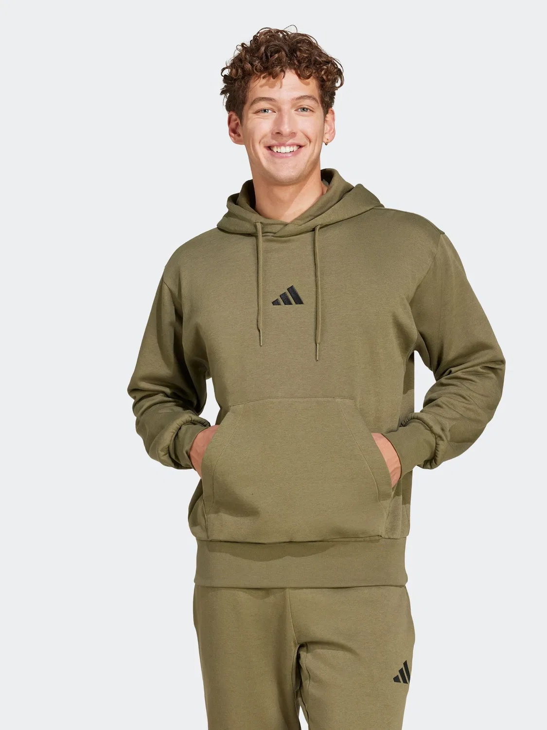 Худи флисовое adidas Essentials Feelcozy, светло-коричневый — фото 2