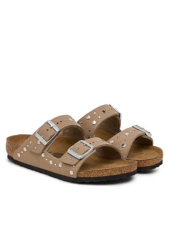 Шлепанцы Arizona Rivet Birkenstock, бежевый — фото 2
