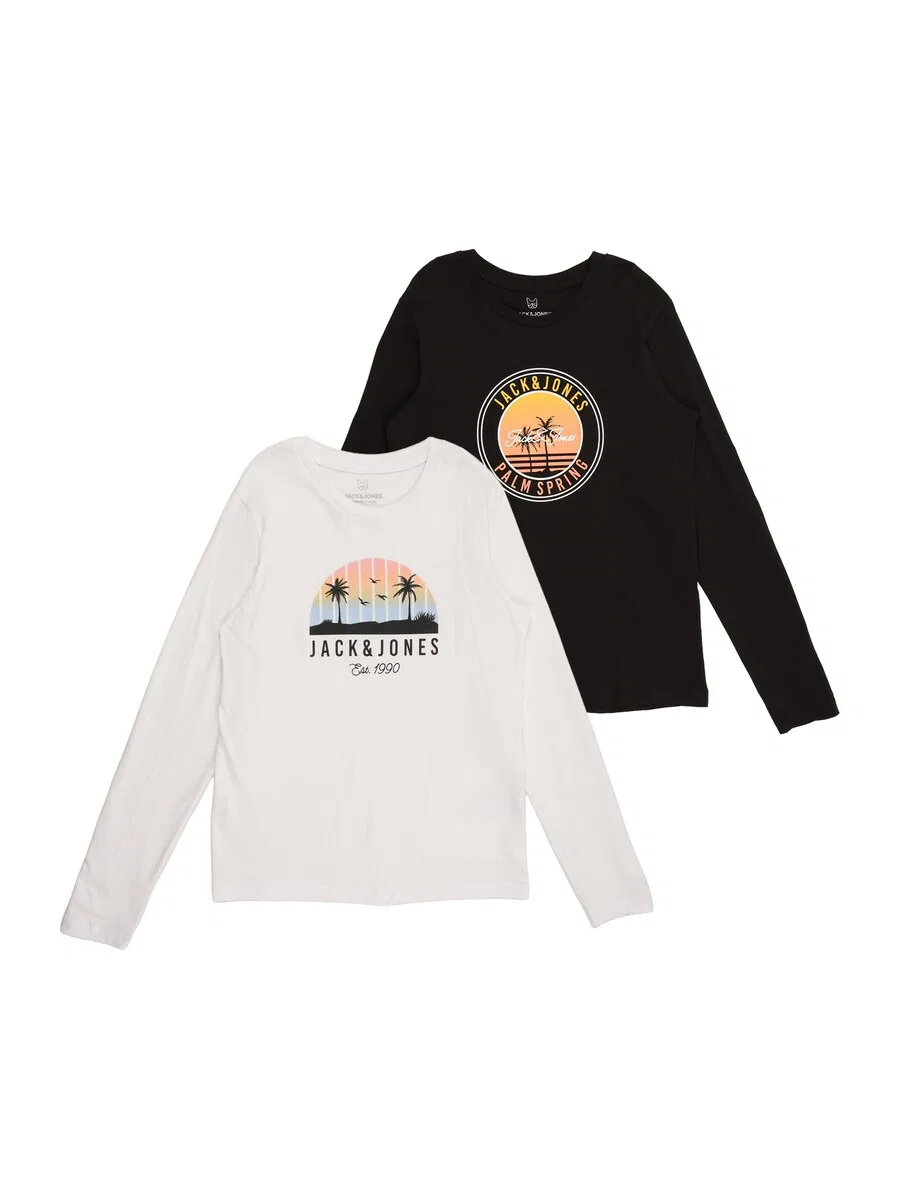 Детская футболка 'JJPALM' в черно-белом цвете Jack & Jones Junior