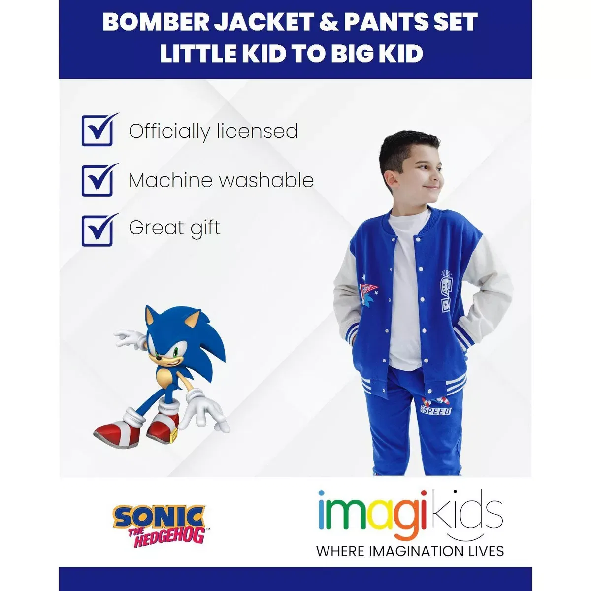 Детский комплект куртки и штанов из флиса Sonic the Hedgehog, Синий — фото 3