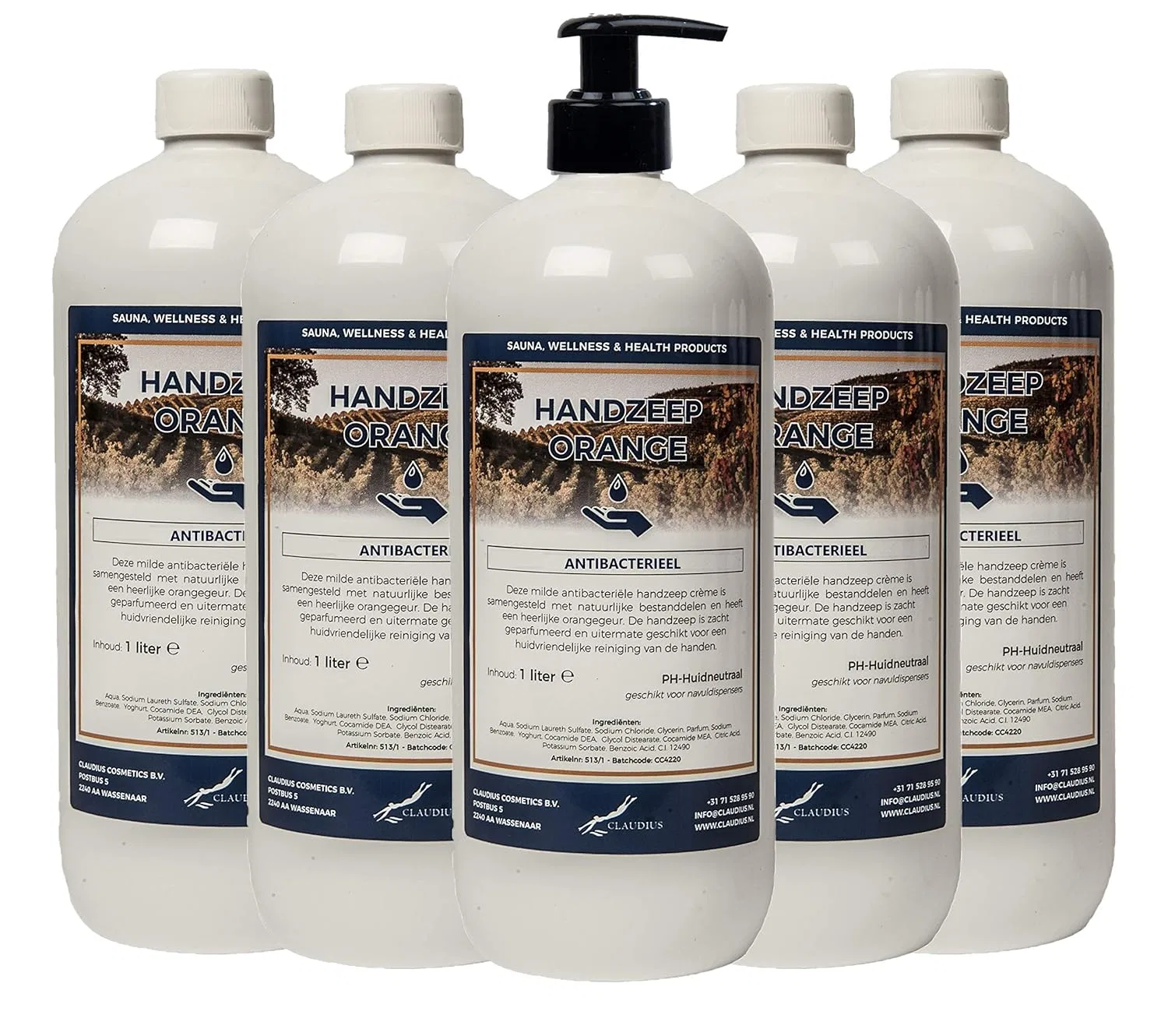 Мыло для рук Orange 5 x 1L с помпой, Claudius