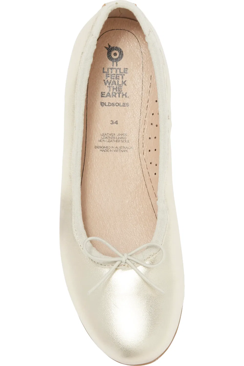 Детские туфли балетки на плоской подошве Brule OLD SOLES, Gold — фото 4