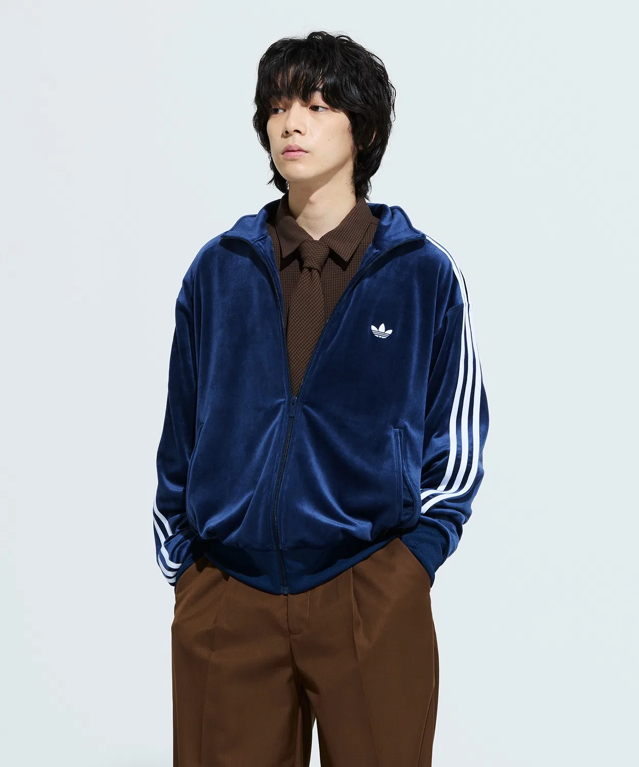 Женский укороченный топ-трак с длинным рукавом свободный крой Adidas Originals, Blue — фото 3