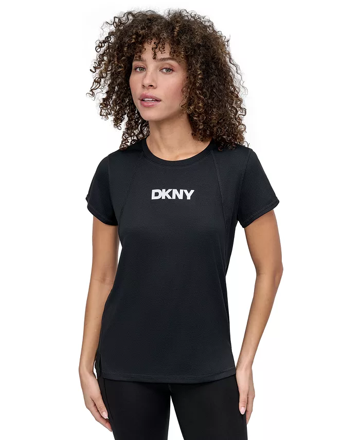 

Женская футболка с рукавами реглан и логотипом Tech DKNY, черный