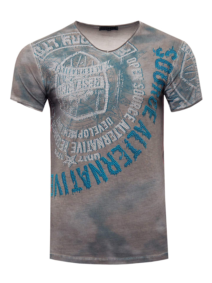 

Футболка с V-образным вырезом, украшенная стразами антрацитового цвета. Rusty Neal, Черный, Футболка с V-образным вырезом, украшенная стразами антрацитового цвета. Rusty Neal