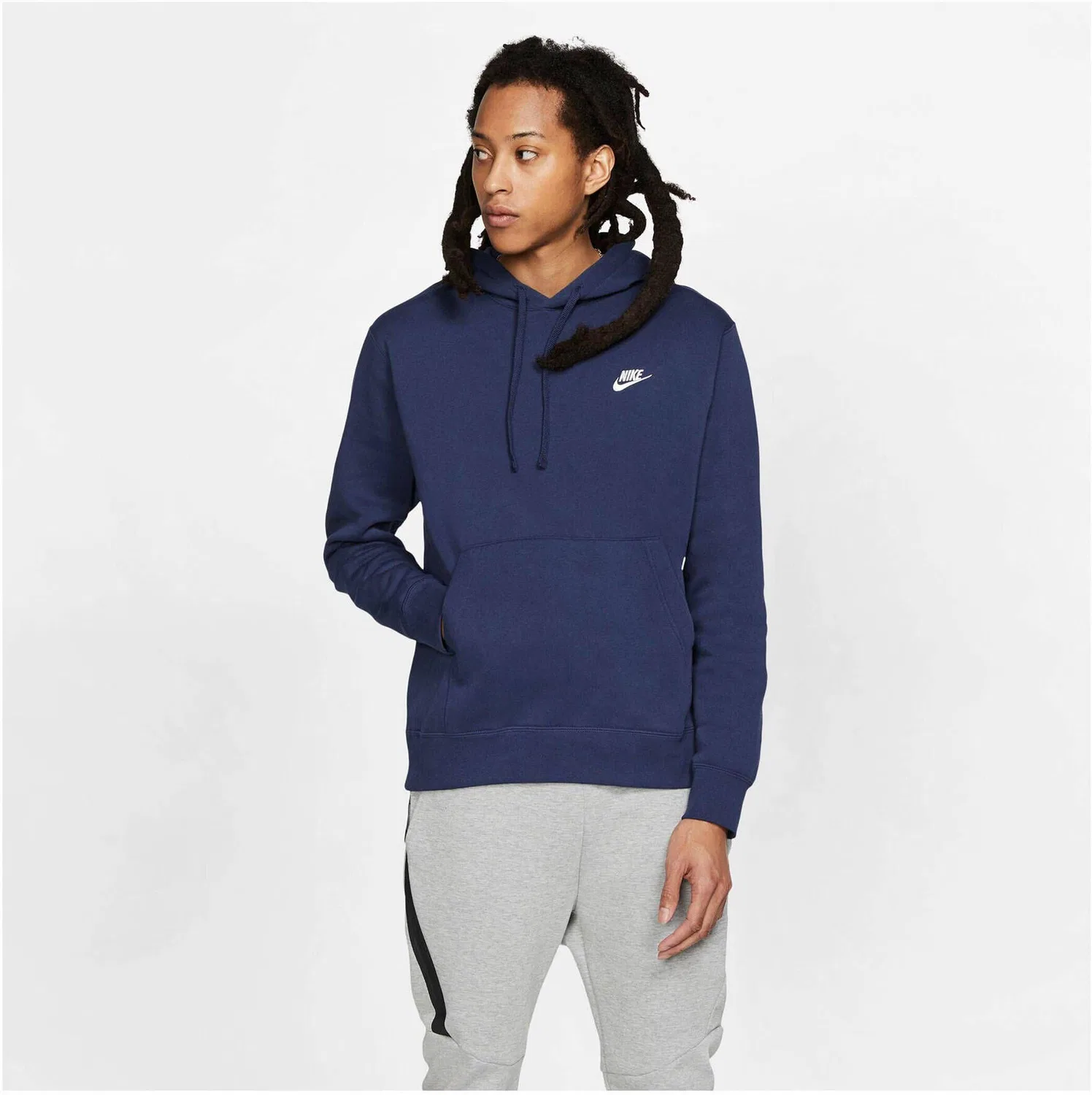 Мужской свитшот из флиса Nike Sportswear Club Fleece, NIKE, Midnight Navy/Midnight Navy/(White) — фото 3