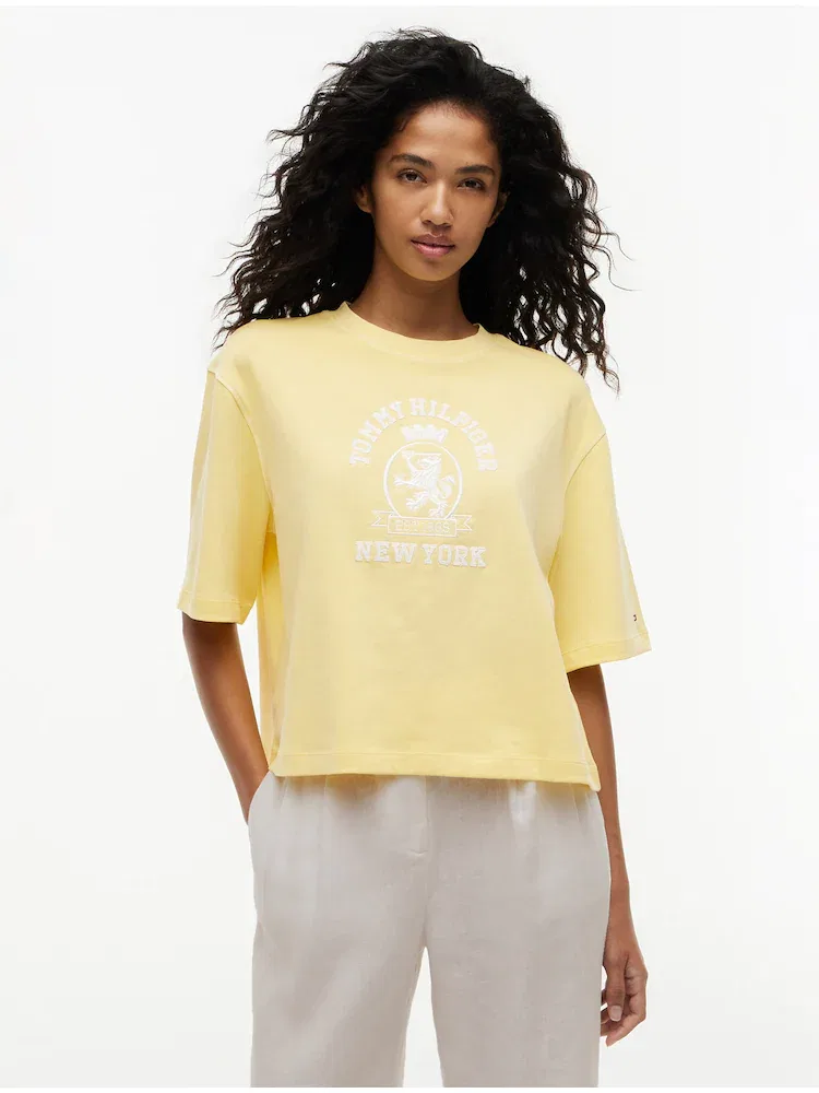 Футболка оверсайз Garment Dye Crest TOMMY HILFIGER, Lemon