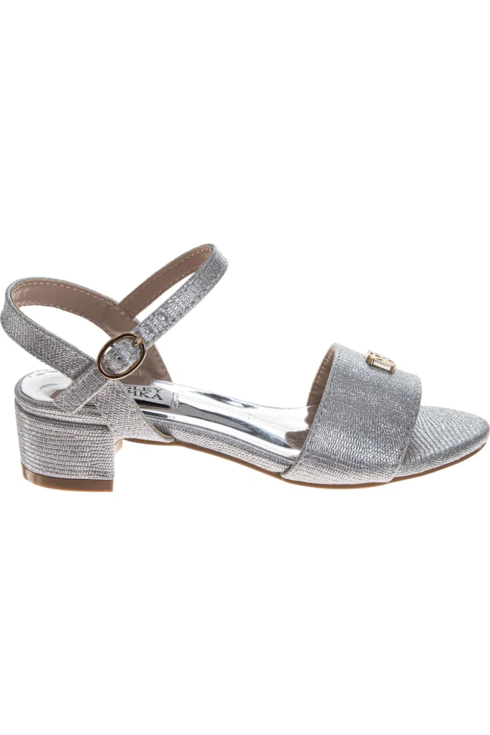 Детские босоножки нарядные с открытым носом Badgley Mischka, Silver — фото 2