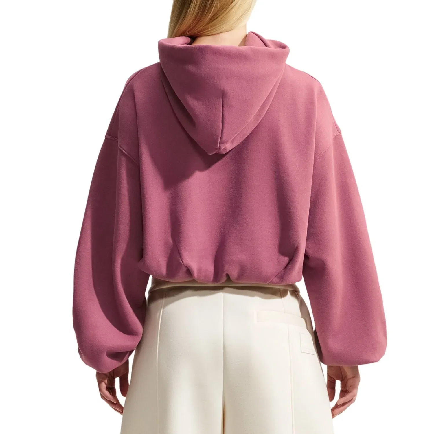 Женское худи Studio Fleece Medium Weight Oversized Cropped Hoodie 'Pink Smoke Sail' Nike, Pink Smoke/Sail — фото 2