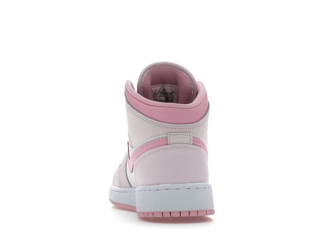 Детские кроссовки с контрастной отделкой Jordan 1 Mid Jordan, Pearl Pink/White/Medium Soft Pink — фото 4