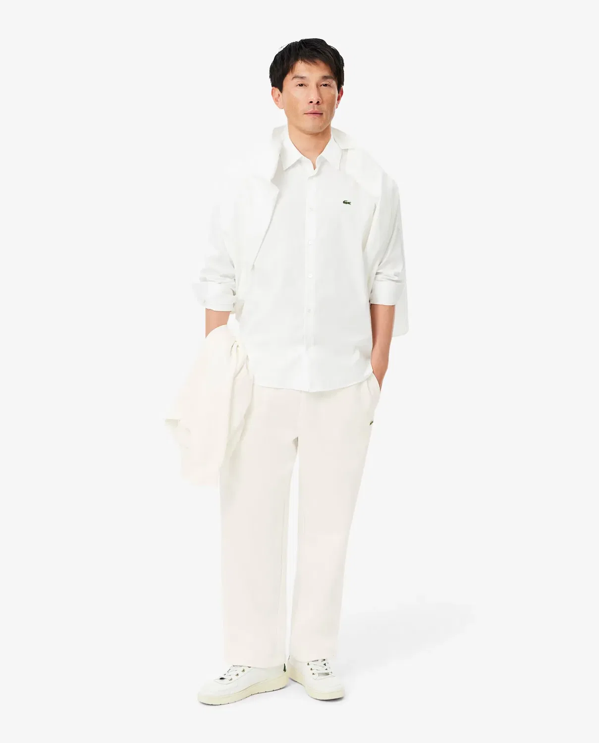 Джоггеры мужские Lacoste свободного кроя, из футера, Blanco — фото 4