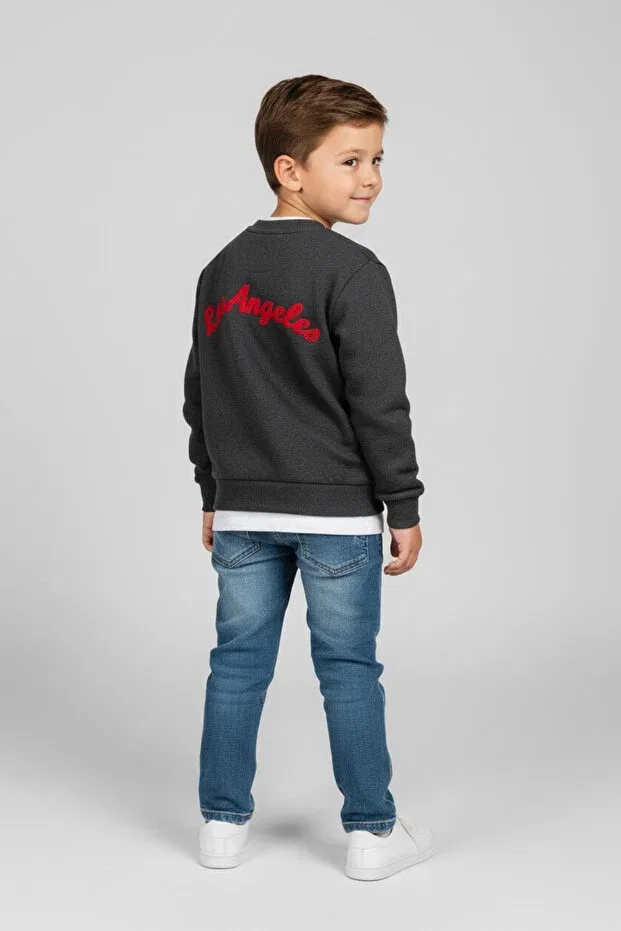 Детская куртка для девочек с вышивкой Atölye Kids, Anthracite — фото 3