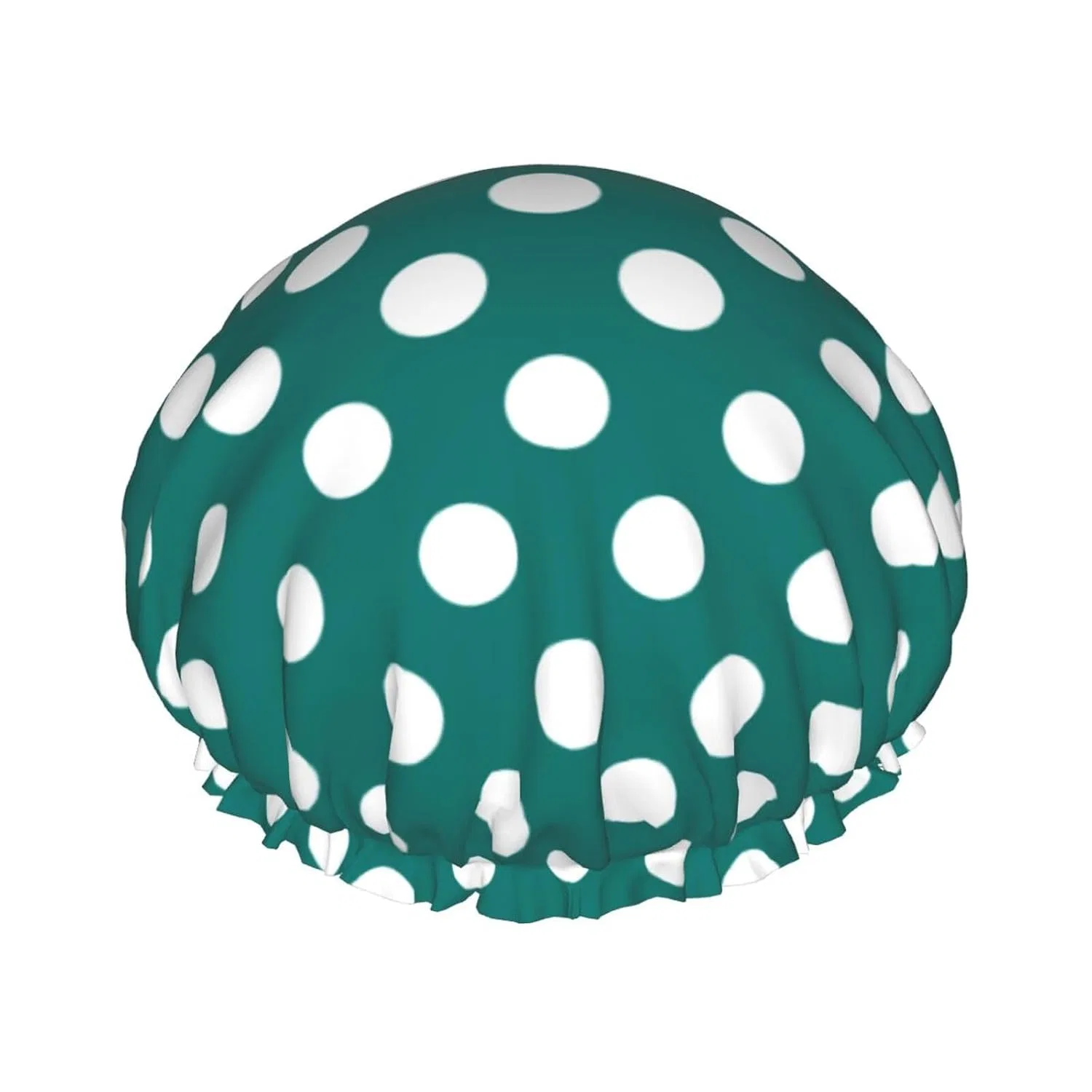 Двухслойная шапочка для душа, Nevjipu, 26.9 см, Blue-Green Polka Dot