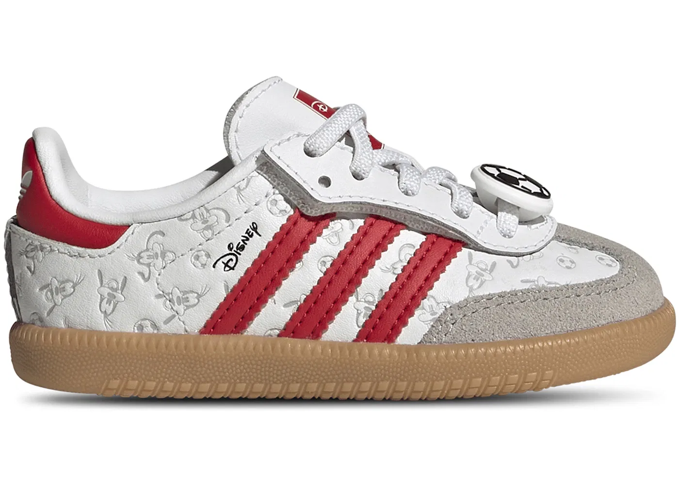 Детские кроссовки с принтом Adidas Samba OG Comfort Closure, Cloud White/Better Scarlet/Gum