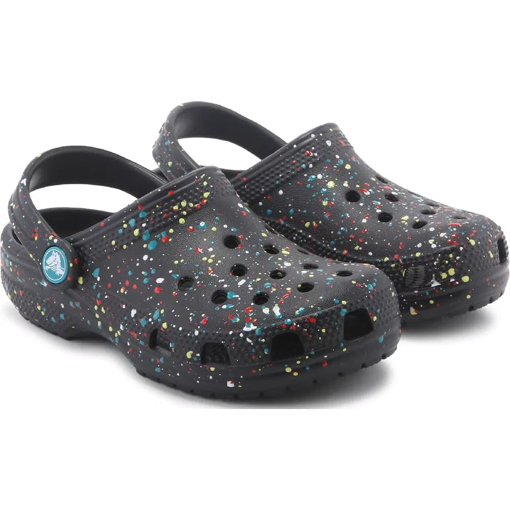 Детские классические сабо с графическим рисунком Crocs, Black Multi