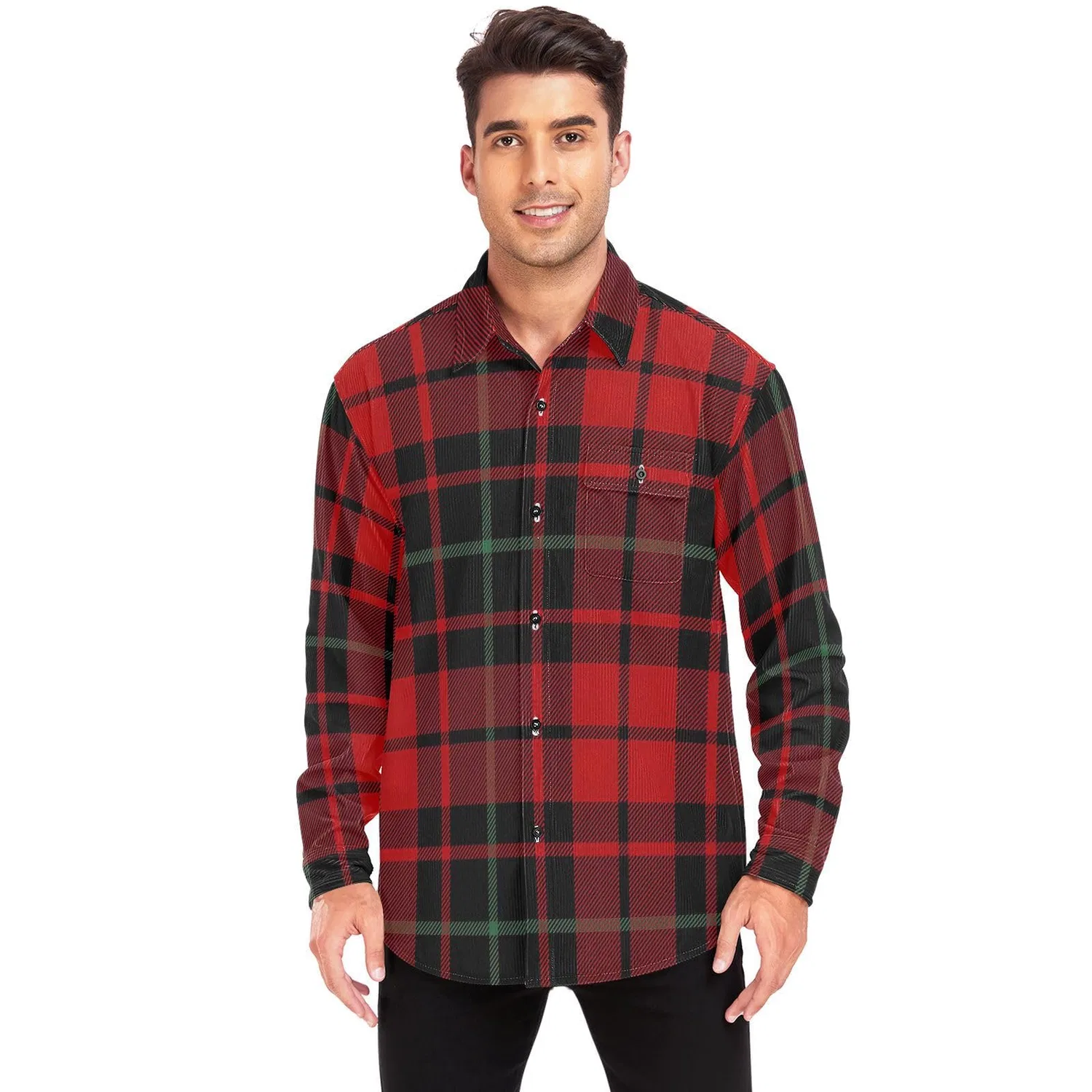 Женская куртка с длинным рукавом Classic Long Sleeve Red Plaid Christmas Shirt, Classico Plaid Natale Rosso — фото 2