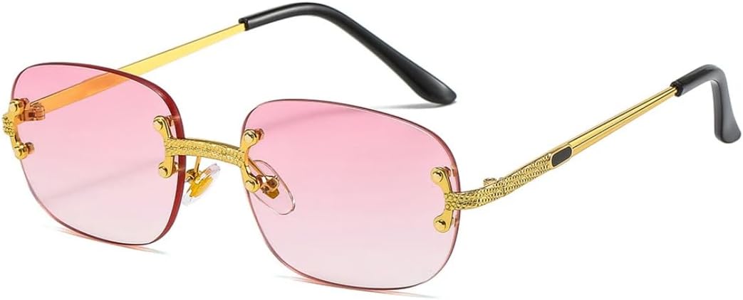 

Роскошные дизайнерские солнцезащитные очки без оправы для женщин и мужчин, популярный винтажный панк, маленькие солнцезащитные очки с зеркальными линзами SZVVBKK, Pink