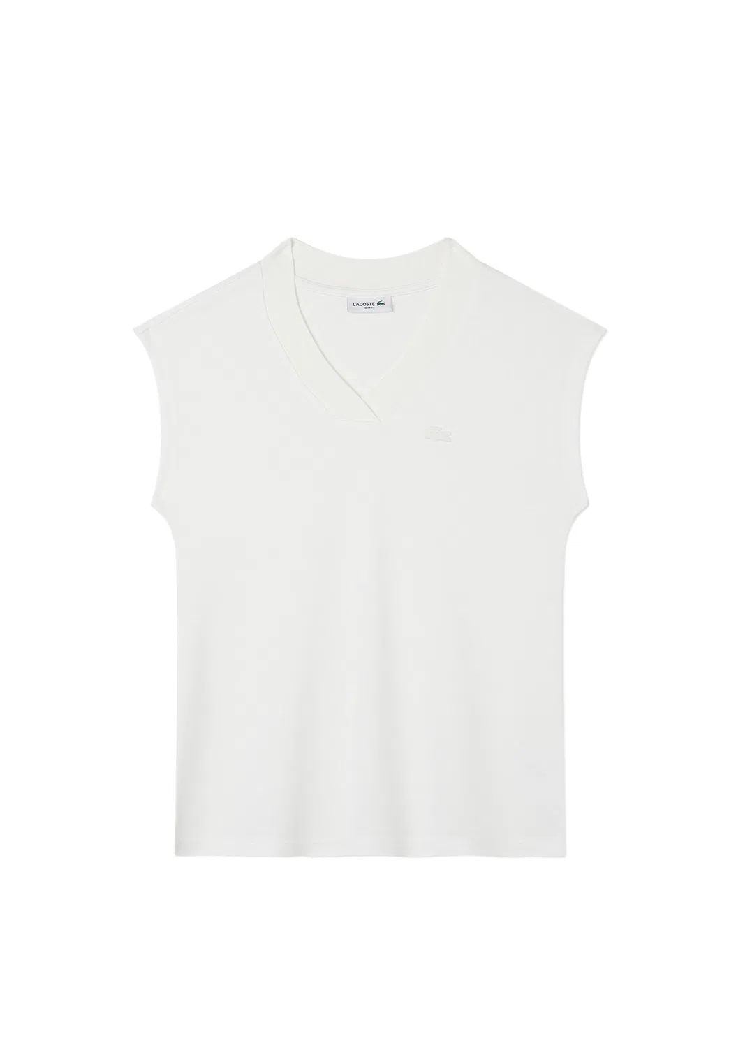 Футболка Lacoste, белая, с V-образным вырезом — фото 3